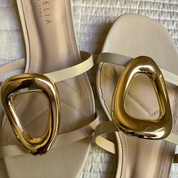 Cecelia New York Mig Leather Slide Sandals Nude Gold SZ 9 NWOT - Picture 11 of 15